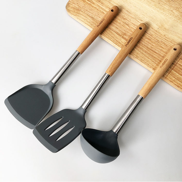 刘大姐家 d库存!家用木柄硅胶铲子 不粘锅专用汤勺煎漏铲 锅铲