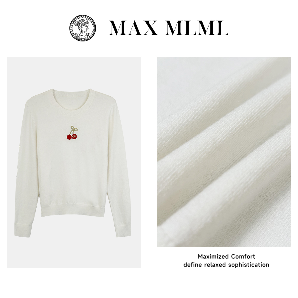 【添添kindly】MaxMLmL精雕细琢圆领羊毛针织上衣M2509008