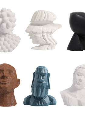 简约陶瓷人物头像雕塑抽象摆件北欧G极简样板房间客厅酒店装饰