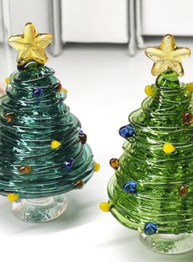 左耳说手工烧玻璃拔丝许愿圣诞树摆件送朋R友氛围感新年礼物