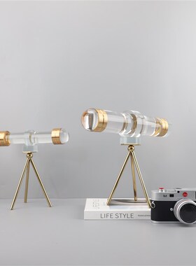 欧式轻奢创意水晶望远镜装饰办公B室玄关卧室餐厅书房茶几家居摆