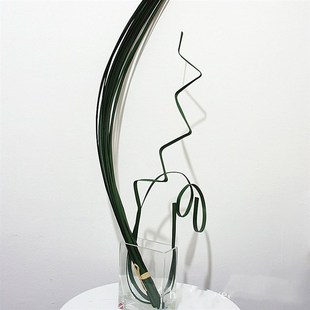 仿真花假花 插花线条造型材料 仿真剑叶扁草18片细叶假花