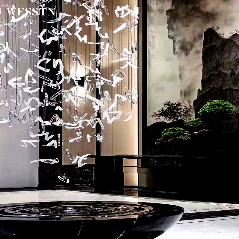 售楼处亚克力字母吊灯酒店大厅玻璃装饰挂件沙盘大型工程灯具