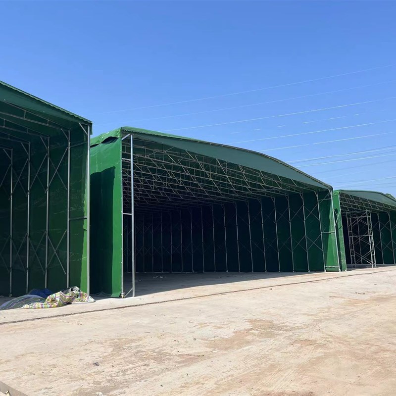 户外大型仓库工厂大棚移动推拉棚活动伸缩式工地帐篷电动仓储雨棚