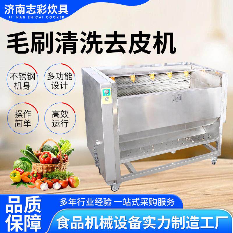 商用洗菜机果蔬清洗去皮机喷淋瓜果设备多功能全自动毛刷清洗机