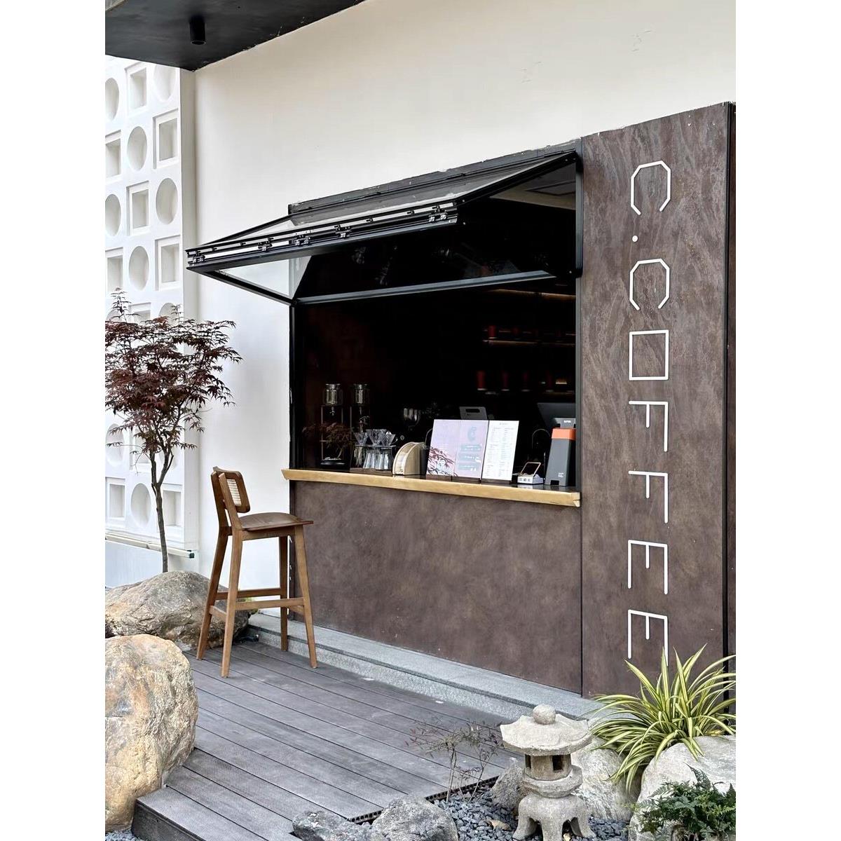 上下可折叠窗增强滑动窗网红奶茶咖啡店定制铝合金窗可随意悬停门