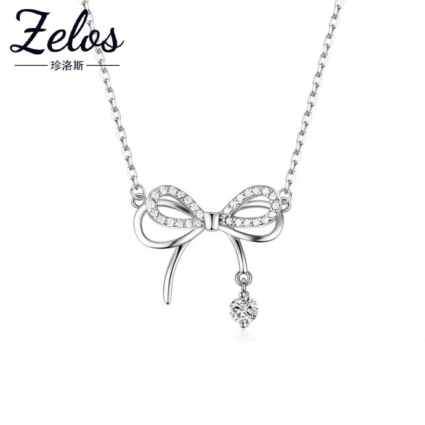 S925纯银蝴蝶结锁骨链女款