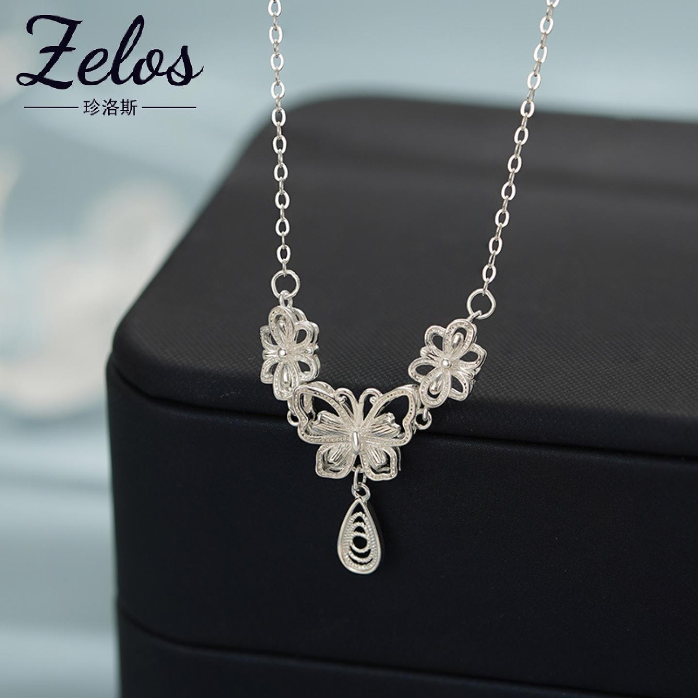 阿宝S999足银蝴蝶项链小清新气质百搭淑女爆款设计感锁骨链女式