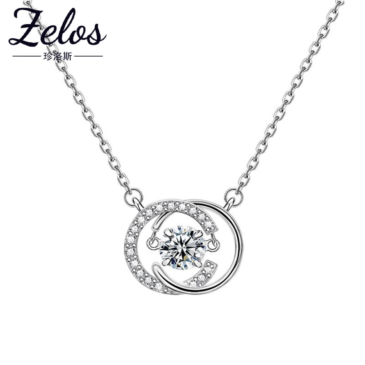 足银跳动的心吊坠女项链