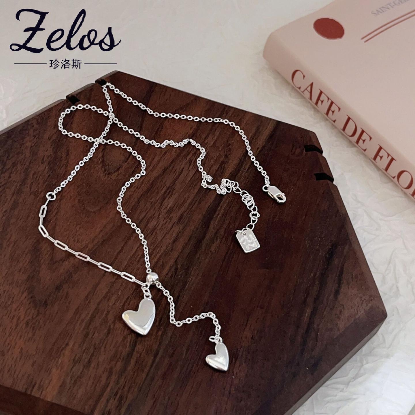 S925纯银爱心抽拉毛衣链