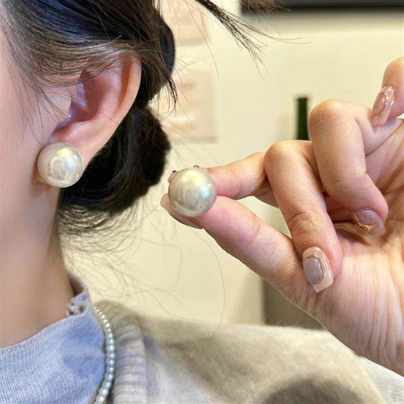 铜合金耳饰 S925银针珠珠耳钉气质耳环16MM