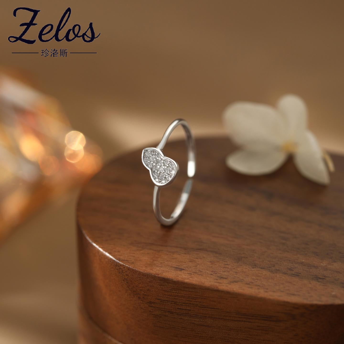 S999足银新中式葫芦戒指女轻奢个性小众设计感文艺风开口戒