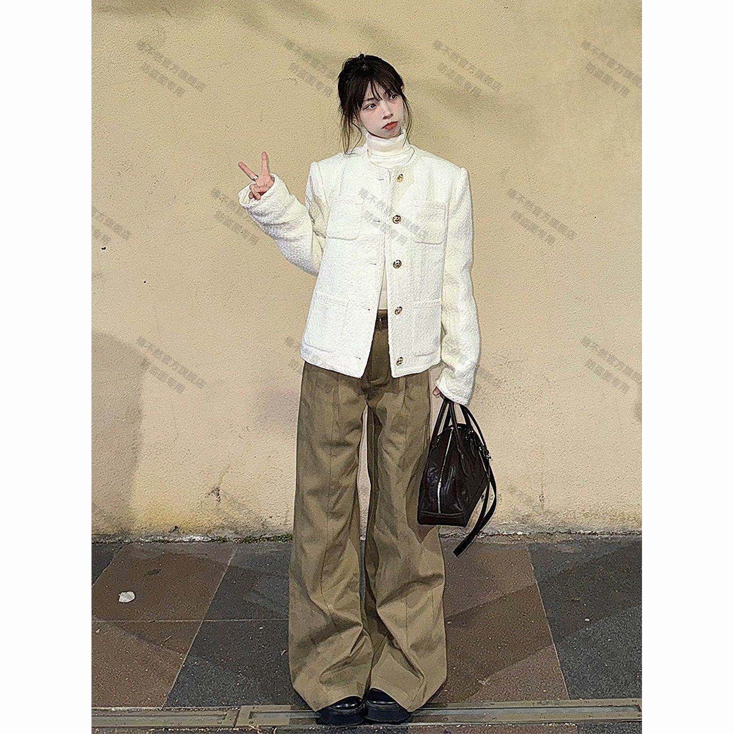 白色小个子高级感编织粗花呢短外套女202春秋新款轻奢小香风夹克