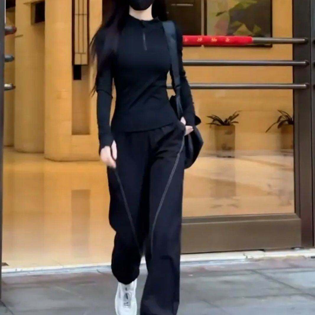 韩版套装女春夏季户外健身防晒上衣哈伦裤运动跑步高级感两件套