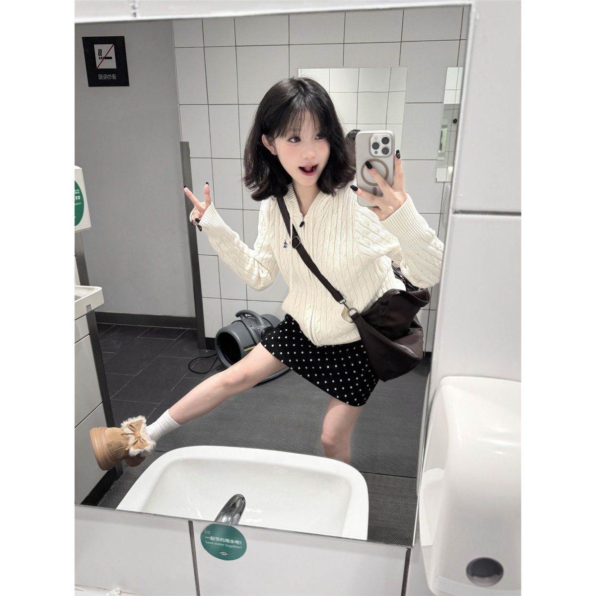 白色连帽针织衫拉链开衫女简约百搭春夏内搭毛衣韩系休闲短款外套