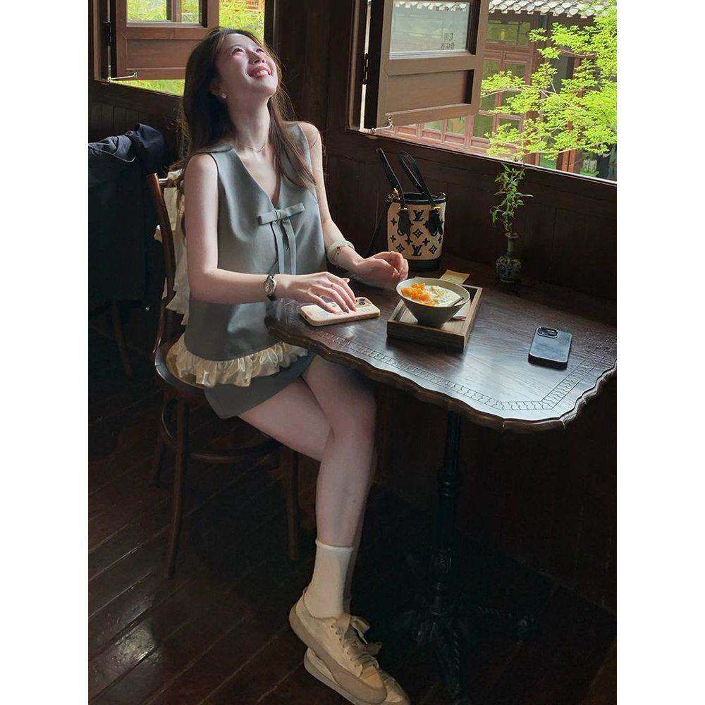 2026超火夏装一整套韩系别致穿搭灰色高级感西装马甲套装女装