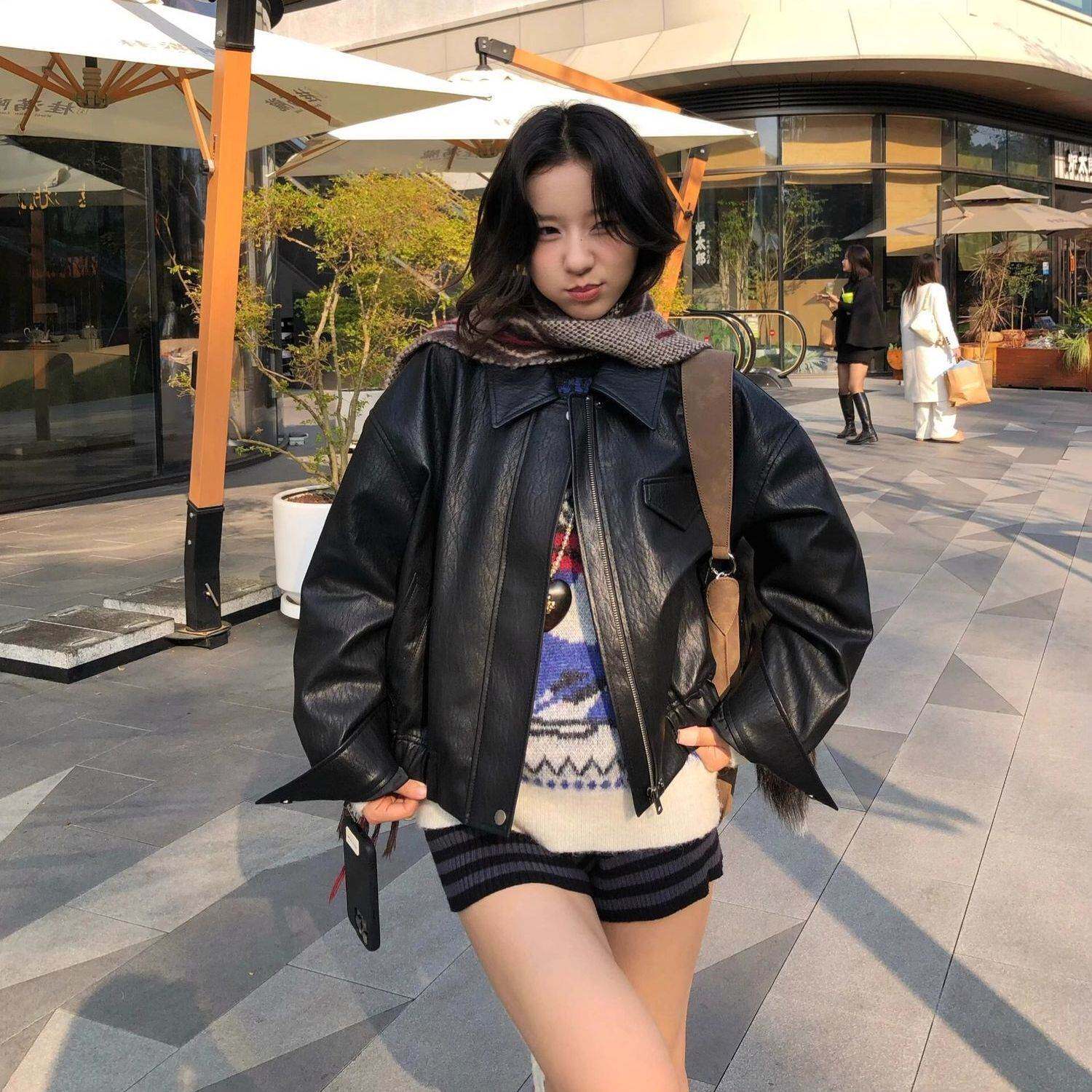 黑色皮衣春秋新款外套高级设计感潮流简约小妈风百搭女款皮夹克潮