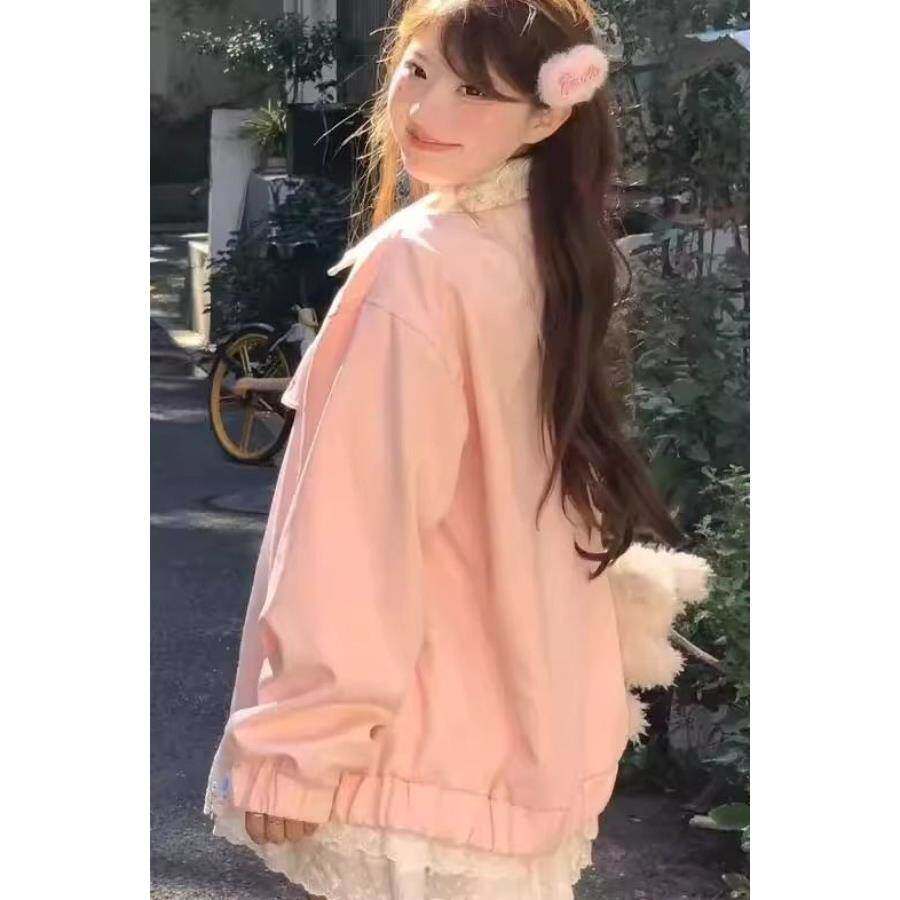 美式甜美拼色外套女新款春春季女装设计感宽松学生潮牌棒球服夹克