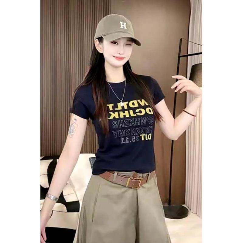 欧货字母印花洋气短袖恤女2026夏季新款小众别致修身显瘦上衣潮