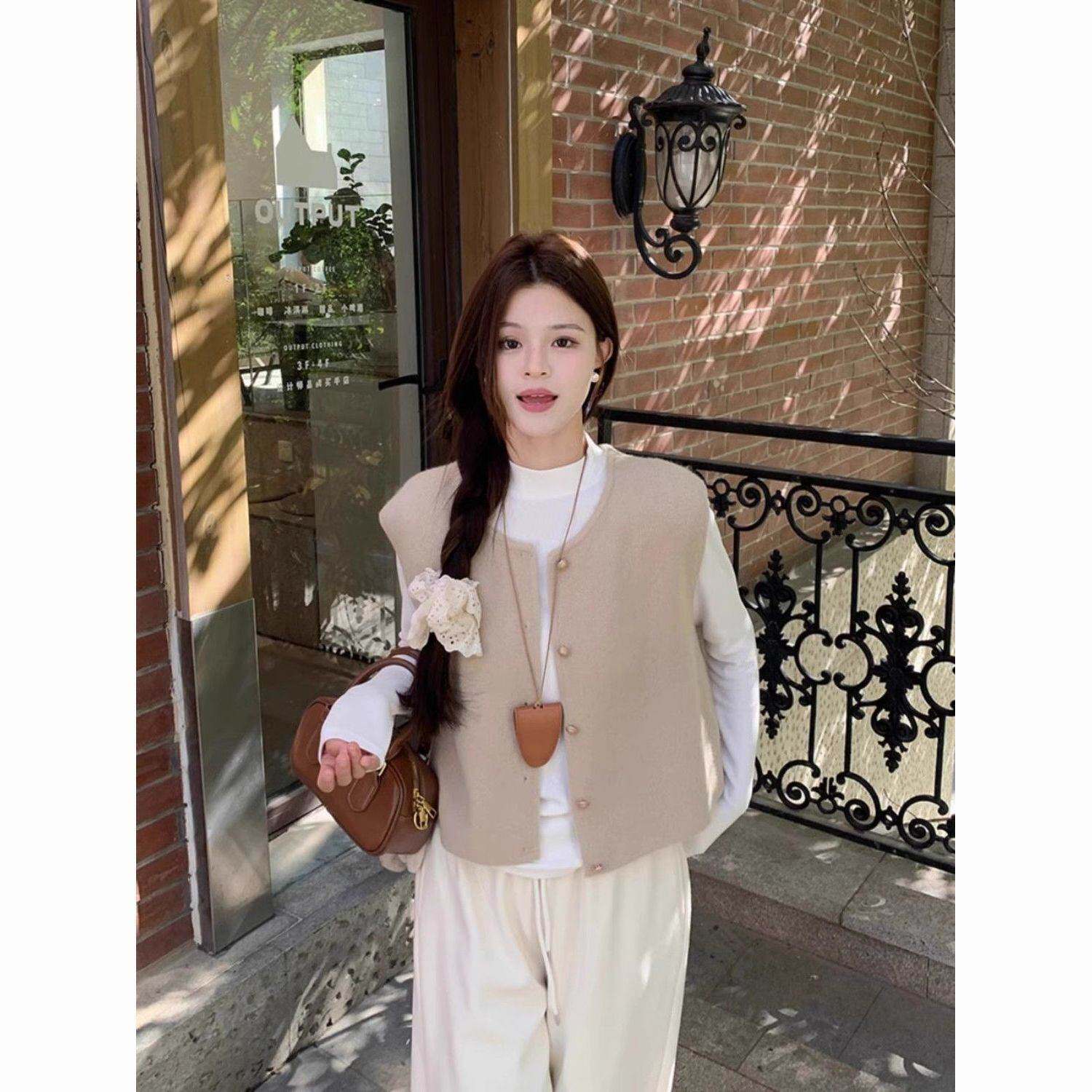 复古小香风洋气针织马甲背心女2026春夏新款叠穿无袖马夹外套