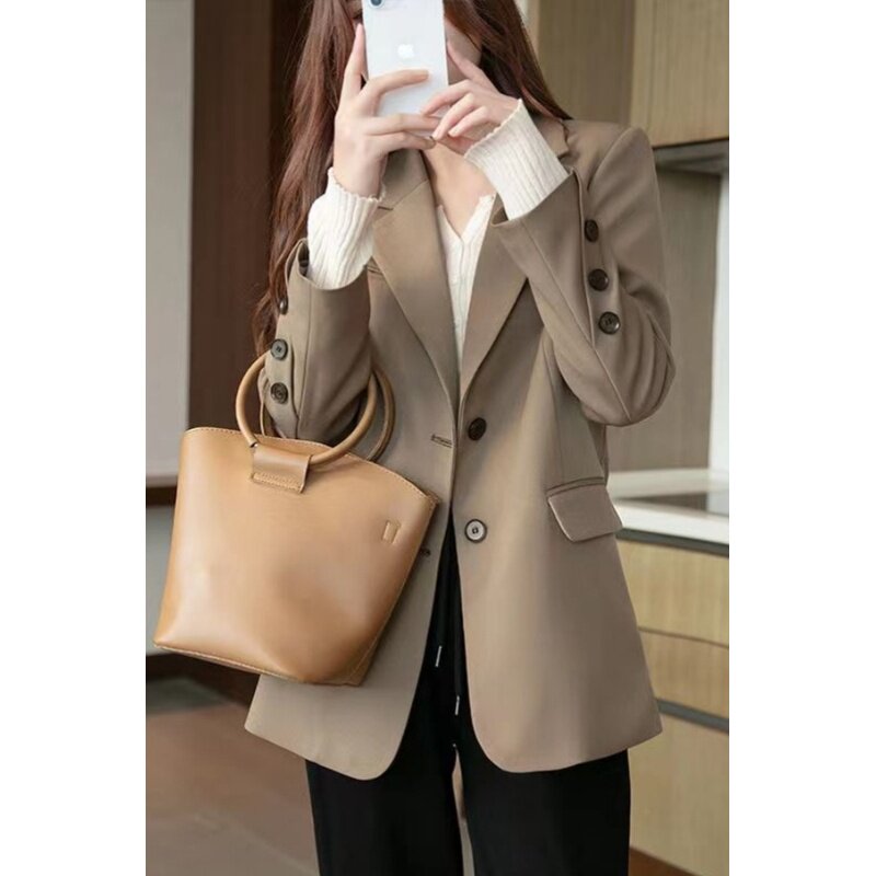 高级感西装外套女春秋新款炸街网红韩版宽松中长款休闲百搭上衣潮