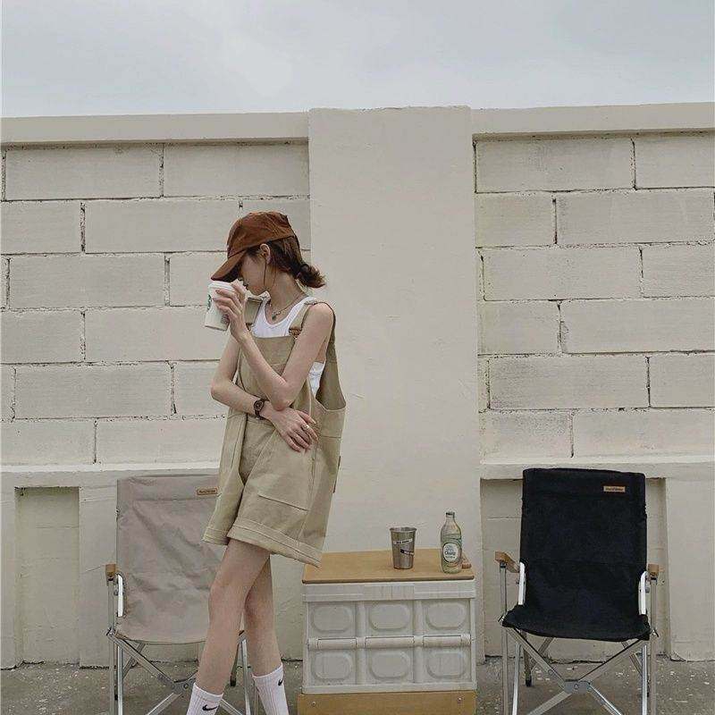 多巴胺多色爆款背带短裤女气质潮流吊带裤大码宽松显瘦可爱减龄
