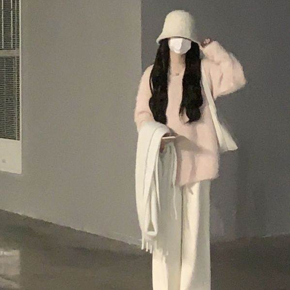 软糯慵懒风粉色针织毛衣女装春秋春季小众高级感宽松温柔韩系上衣