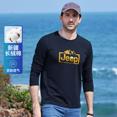 JEEP秋季长袖男士圆领套头T恤