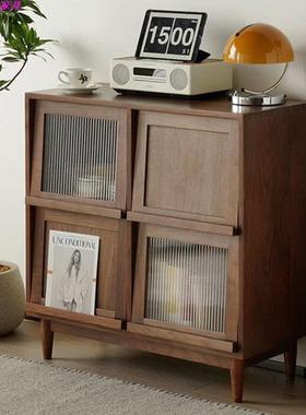 北美黑桃参编柜木全户实木杂志柜小型玻璃民宿HBV沙发边柜简胡约