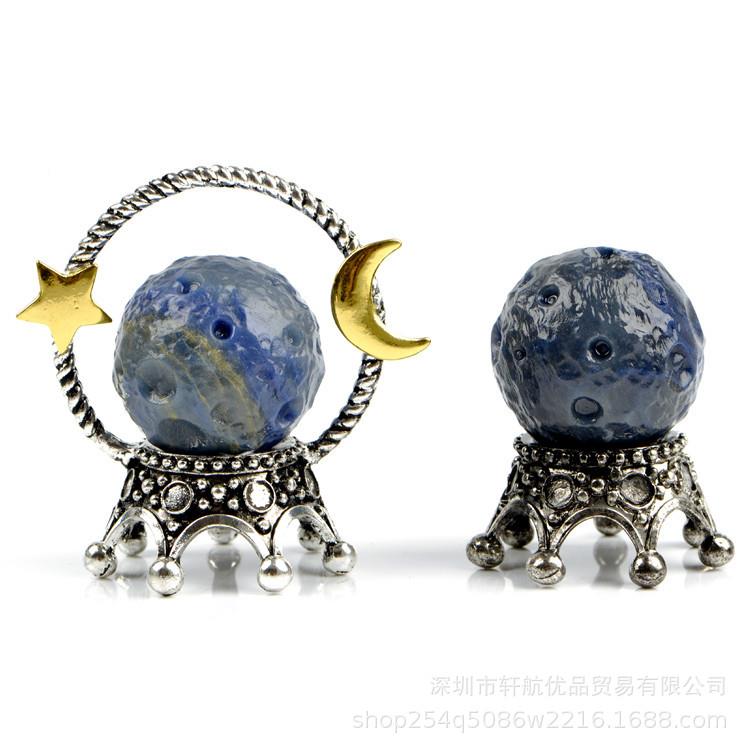 中国风天然石黑曜石车水晶直内玛瑙星球月球摆件载771饰源头销