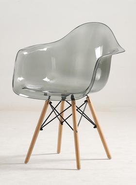 透明款扶手椅代简约塑料子靠背椅01141家凳用餐桌椅办现公椅