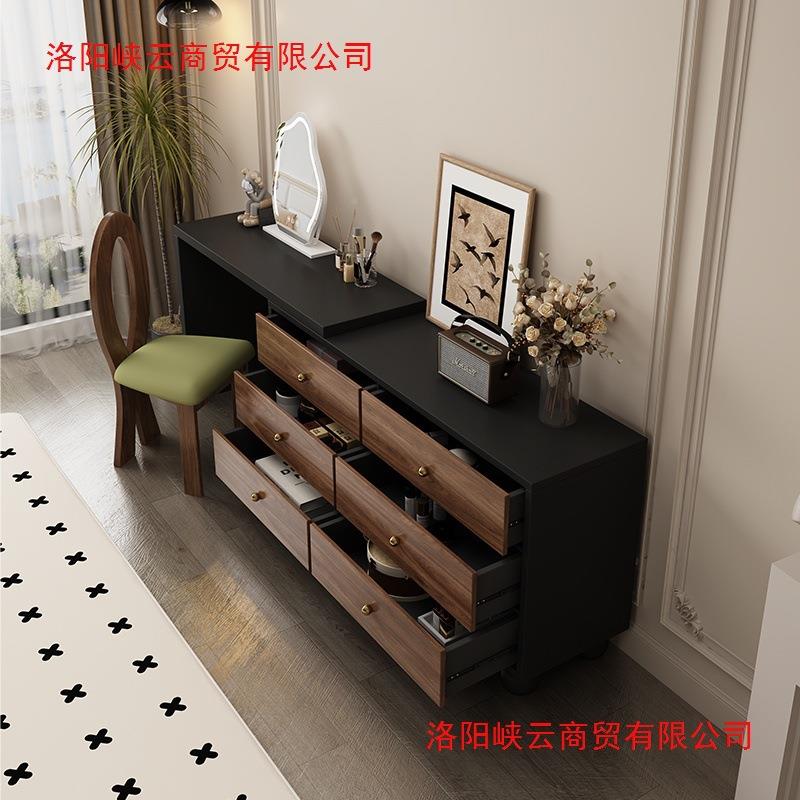 梳妆台卧简新款KDE中古现代收纳柜斗一体网约室红小柜型柜化妆桌