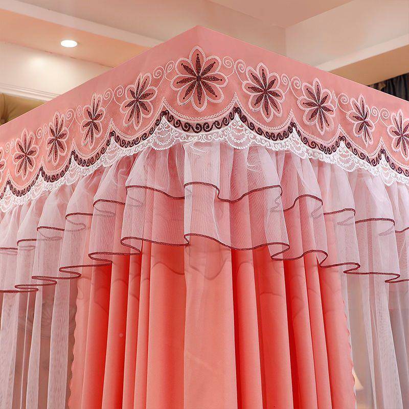 202式5新家用蚊帐豪双杆一体式遮光床幔加密华加厚款宫廷581三春