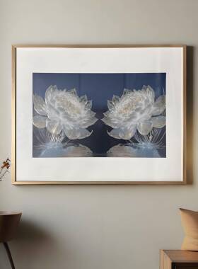 铜雕画金属雕睡莲现代浮简约入户玄关装画饰轻WOD奢铜版ǒ画电表