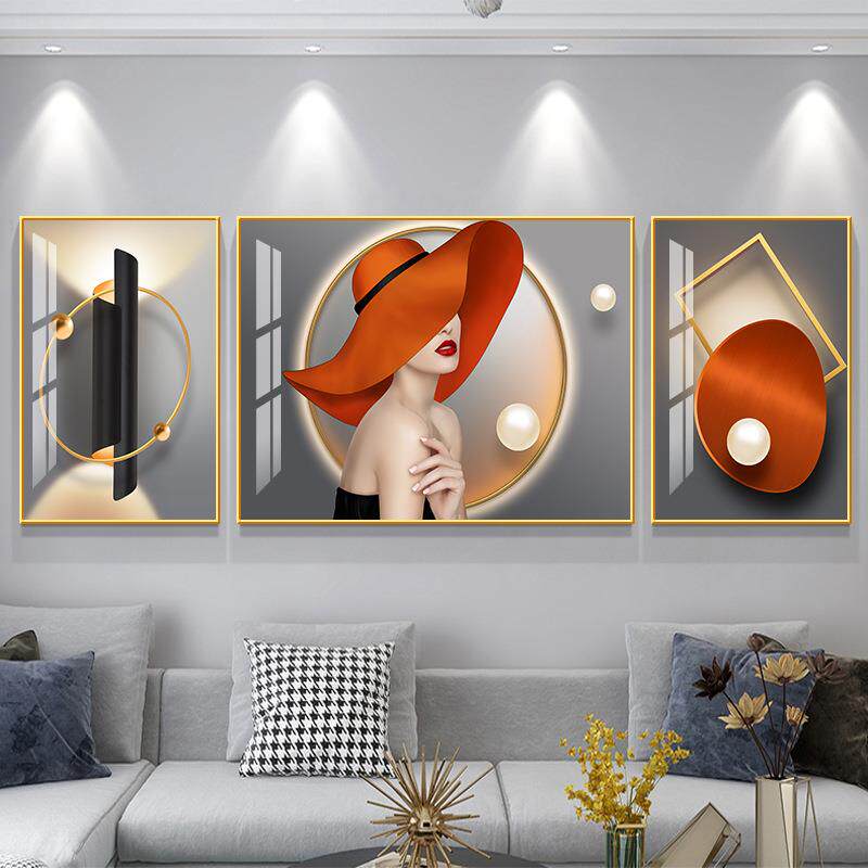 现人代简约复式走楼LJE梯间装饰画客厅廊墙过道壁画后现代美女物