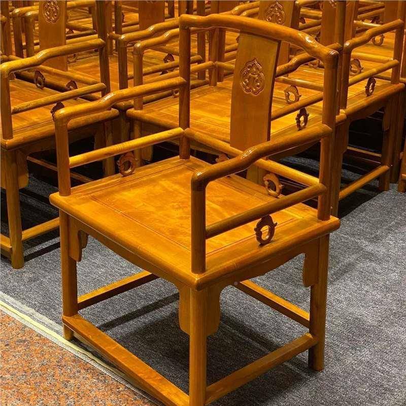 小叶桢楠玫瑰椅大金丝椅楠木椅茶桌板Nj22椅会客椅办公实木南宫椅