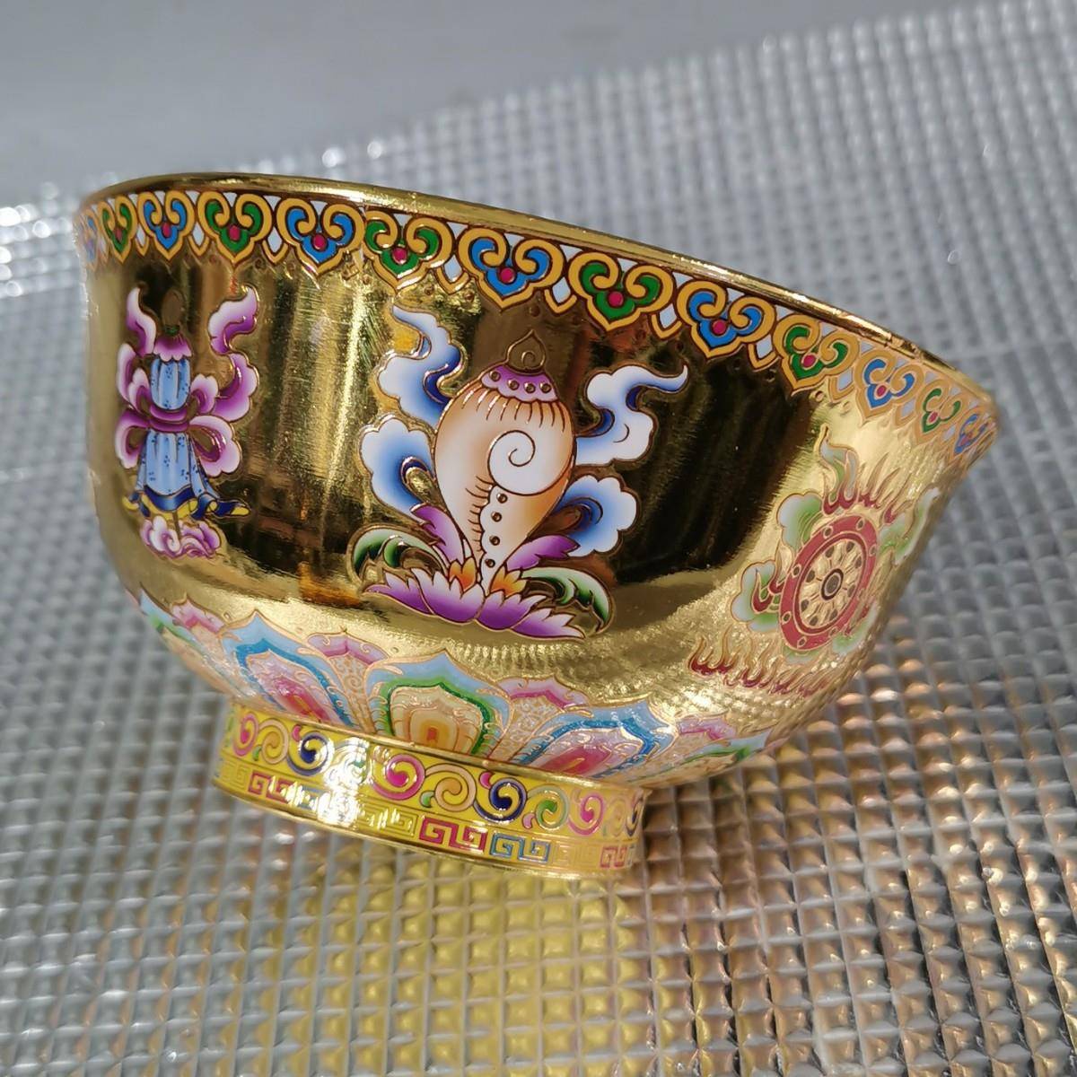 铜铜碗19328新款铜彩绘八宝绘碗铜摆件铜工艺彩器品