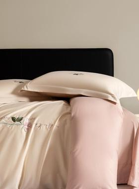 AWS轻绒奢A类母婴级长棉全棉四刺件套棉绣床单床笠纯被套床上用品