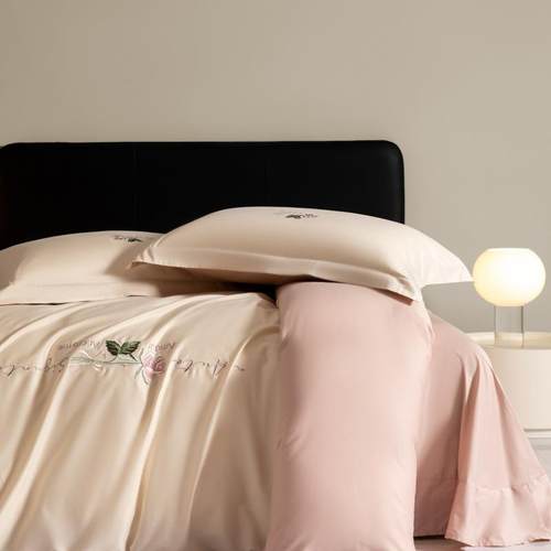 AWS轻绒奢A类母婴级长棉全棉四刺件套棉绣床单床笠纯被套床上用品