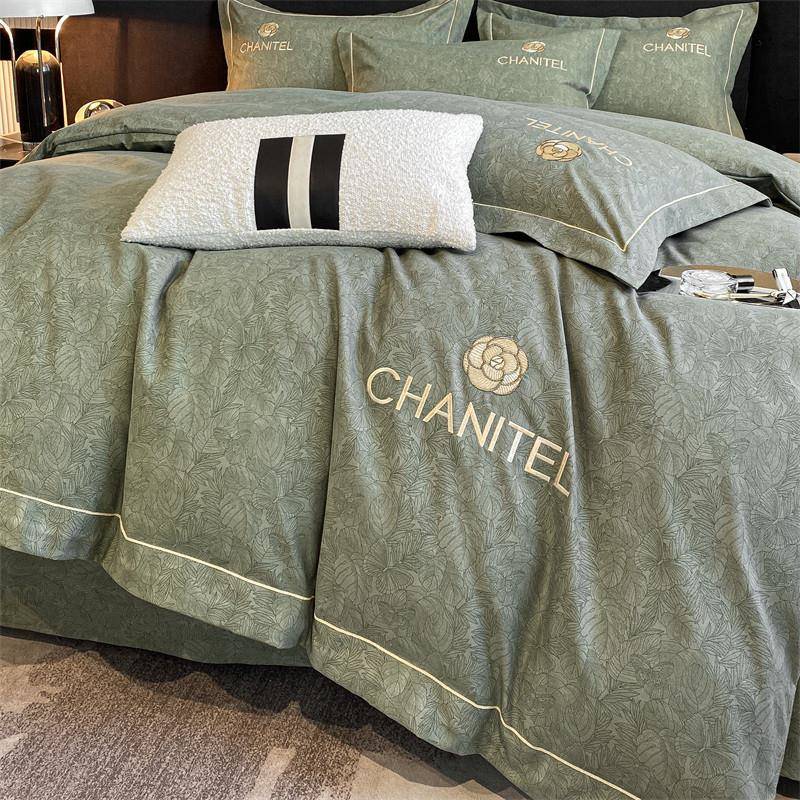 轻奢刺绣加厚磨毛件套水棉三件套笠款纯洗色6339四0支床床上用品