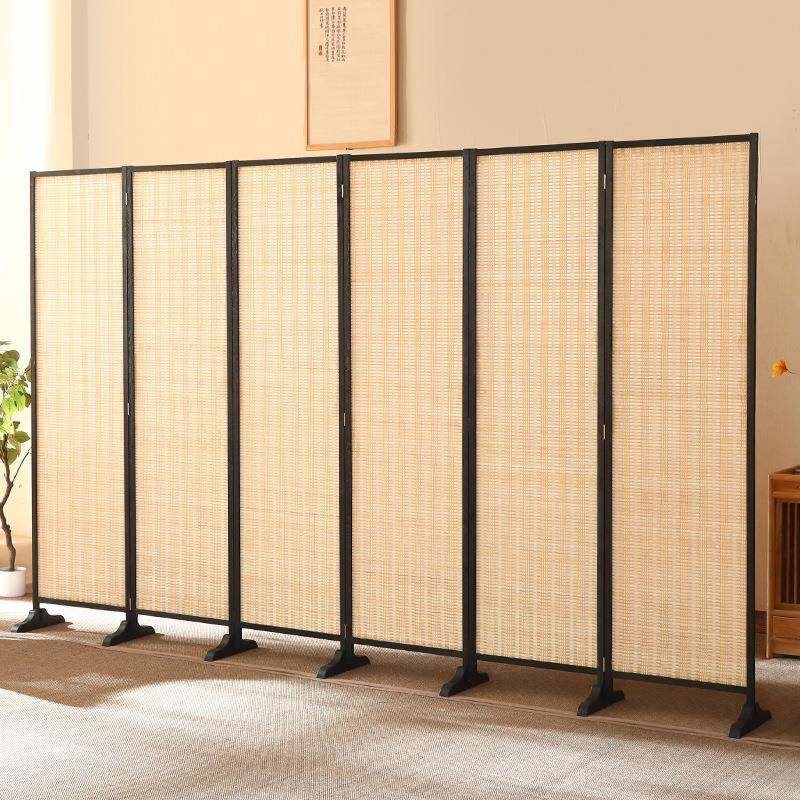 竹子屏风移动折屏隔断实木酒公店平FLJ风挡家办用遮客厅卧室玄关
