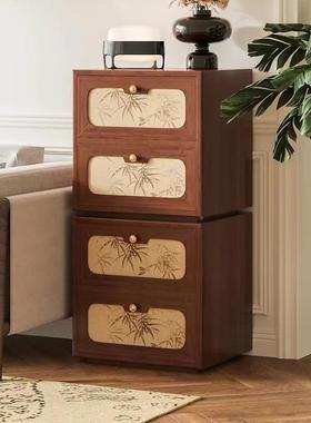 中古美式实木园田竹叶斗柜柜客厅卧NDA艺术风格储物可移动室收纳