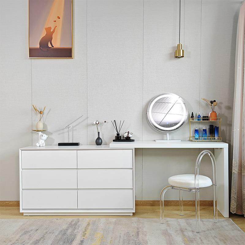 W7收纯实木现代简化约卧室床尾梳妆台一斗柜体组合纳储物柜KOH妆