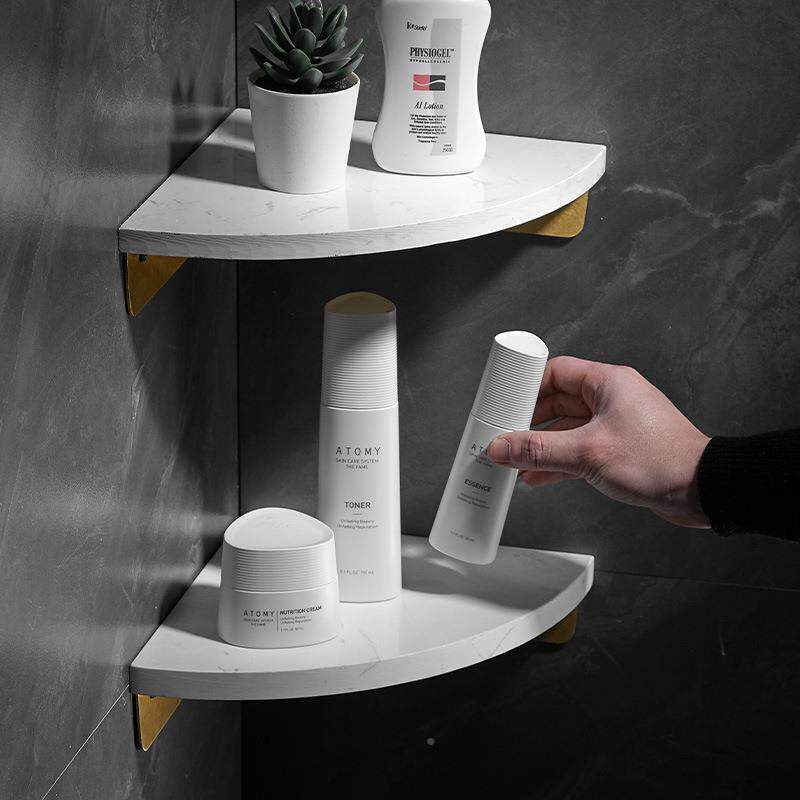 卫生间大理372石置物架壁挂轻奢浴室角架淋浴澡房洗角篮转收三纳