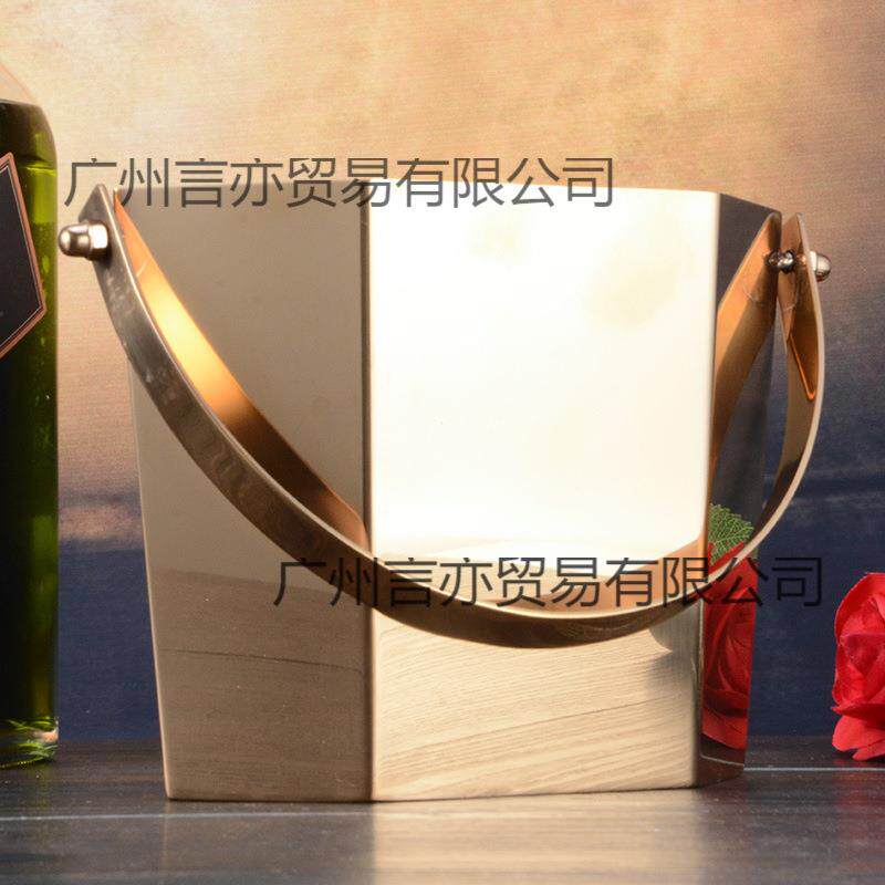 ktv手冰提675冰块香槟酒红酒冰粒桶带啤盖带夹不锈小钢冰桶商用酒