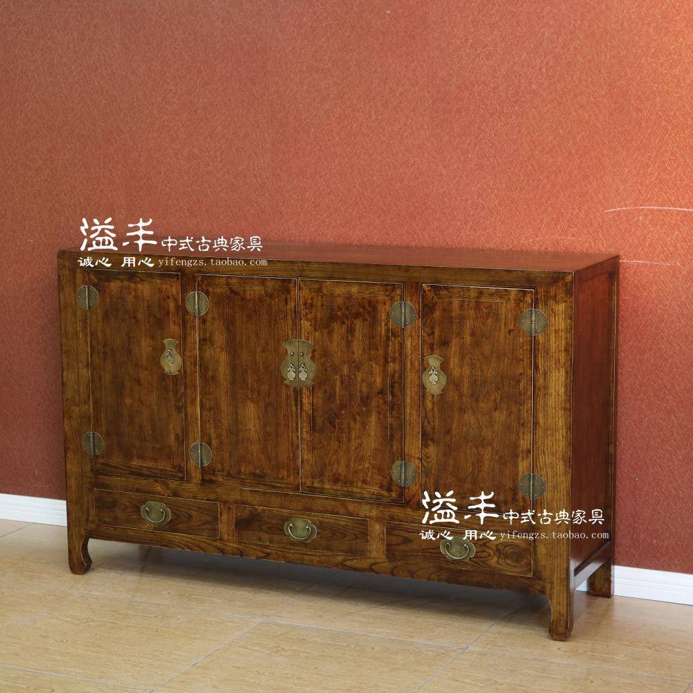 明清仿古柜实木复古柜子做旧ZUM储餐物柜中式隔断装饰柜玄关门厅