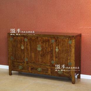 明清仿古柜实木复古柜子做旧ZUM储餐物柜中式隔断装饰柜玄关门厅