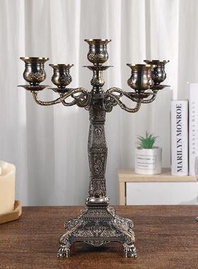 549轻奢复烛古黑色蜡烛台宴会酒桌店装饰面烛台台工蜡艺品现货