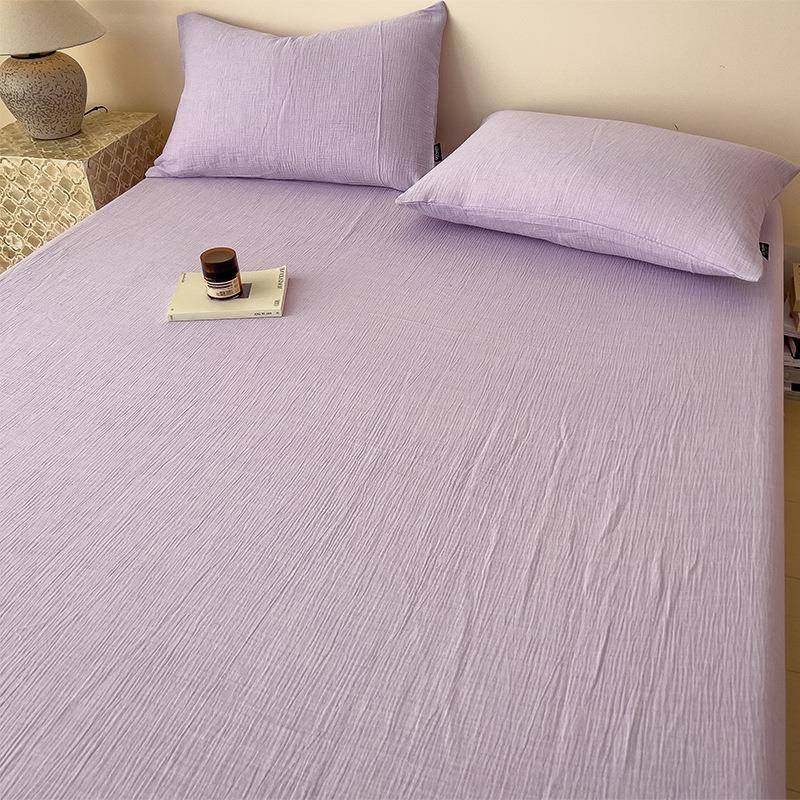 A类纯皱皱纱床单单FUU件棉100全棉纱布被舍单生宿单人床学笠罩三