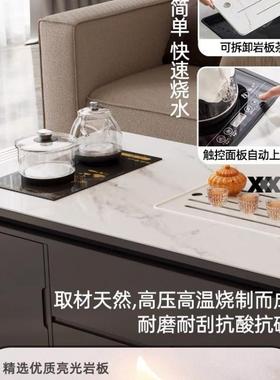 fLE灰色现简约岩板茶几电视柜高挡轻大奢x-741方形代柜储物小